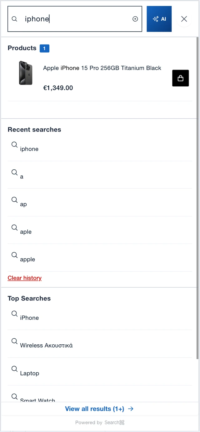Mobile search view